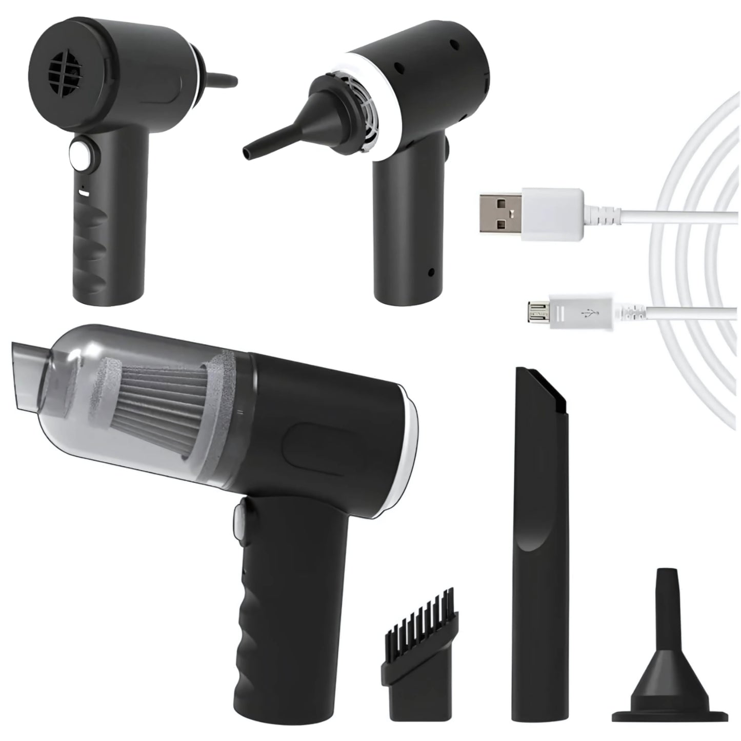 3 in 1 Portable Car Vacuum Cleaner with Blower | USB Rechargeable Wireless Handheld Vacuum for Travel, Camping, and Home | Reusable, Compact, and Powerful!