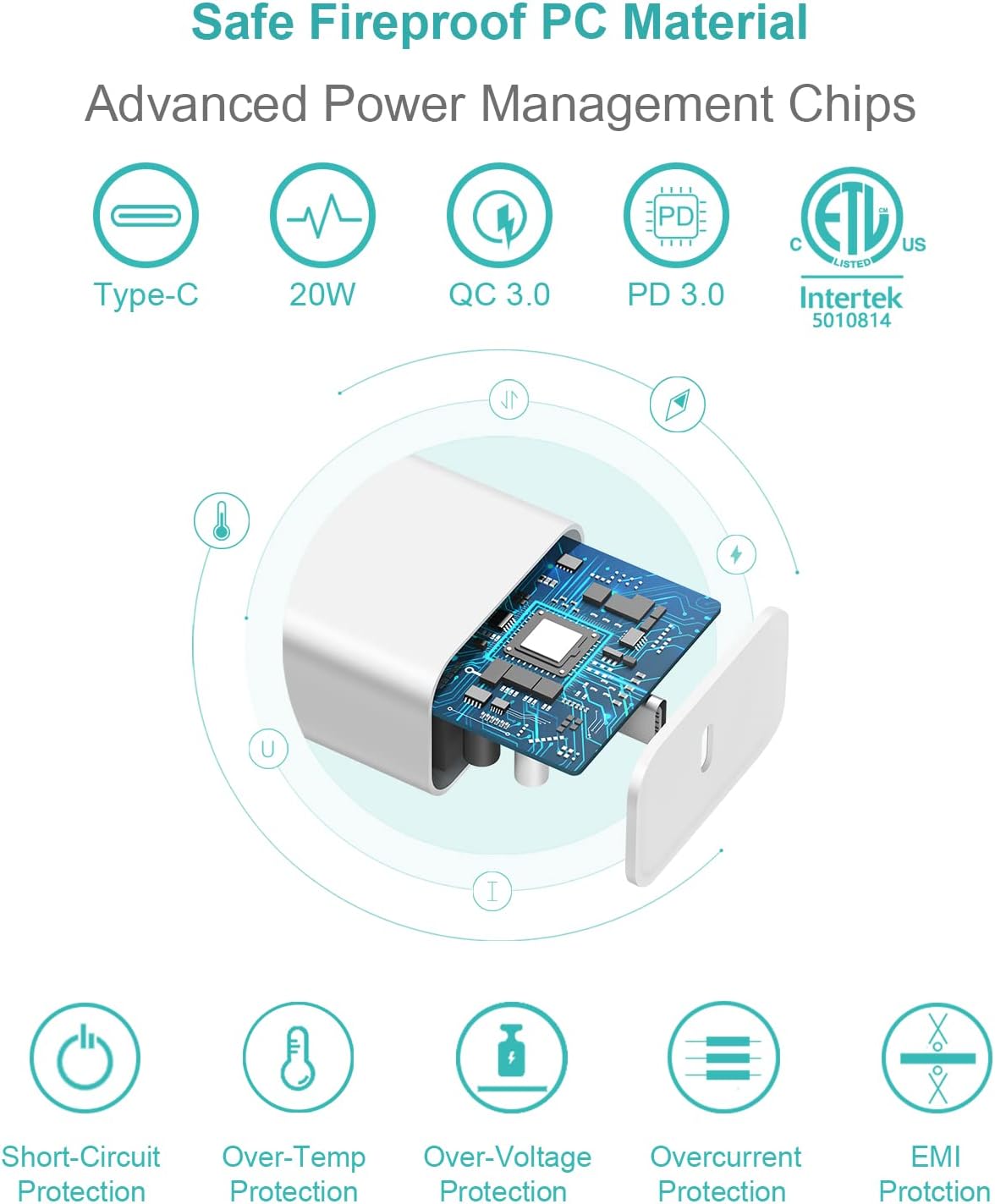 iPhone Original 20W Charger Type C Fast Charging Adapter for iPhone 12 / 13 / 14 / 14 Pro / 14 Pro Max