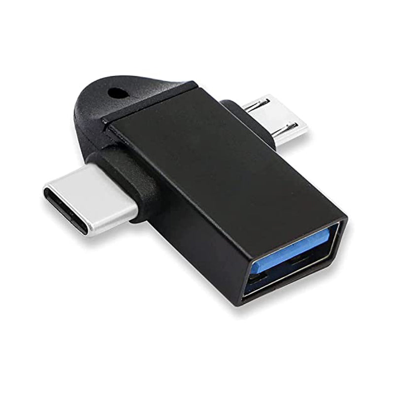 2 in 1 OTG Adapter Type C, Micro USB OTG Male to USB A 3.0 Female Connector for Laptop, Mobiles, Tablet and Smartphones (Black)