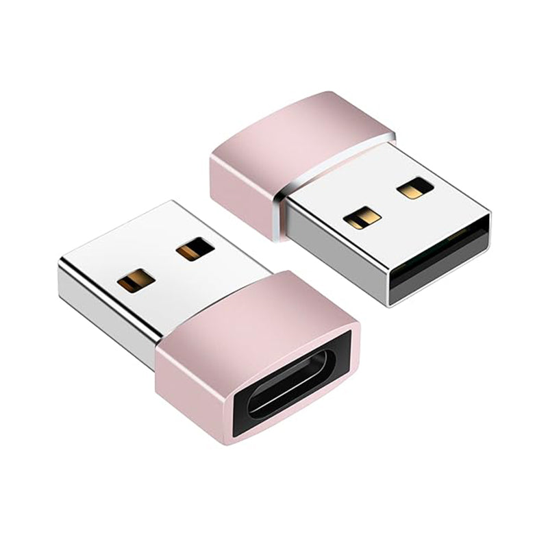 2-Pack Type C Female to USB Male Adapter, Charging Cable Connector Converter Compatible for Lightning Devices(RoseGold)
