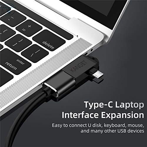 Kanget 2 in 1 Type C and Micro OTG Male to USB A 3.0 Female for Laptop Mobiles Tablet Smartphone Compatible Connector for All Android Devices, iPads & Mac (Black)