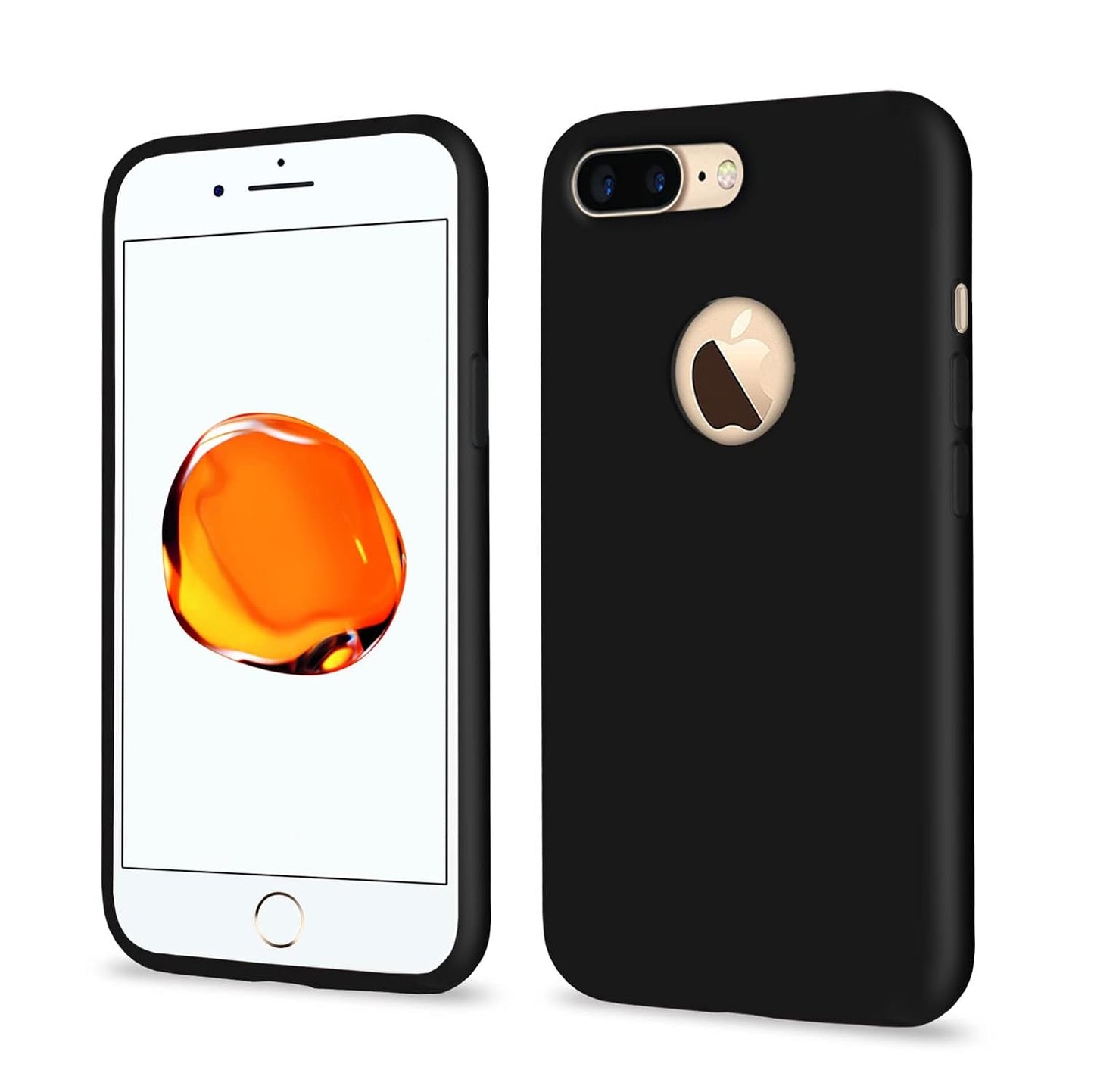 Back Cover | Full Camera Protection | Super Soft Silicone | Raised Edges | Bumper Case for iPhone 7 Plus / 8 Plus (Black)