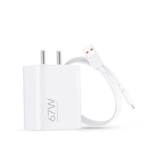 Xiaomi 67W Fast Charger Combo with USB-C 6A Cable | QC 3.0 Rapid Charging for Mobiles, Laptops & Power Banks – White