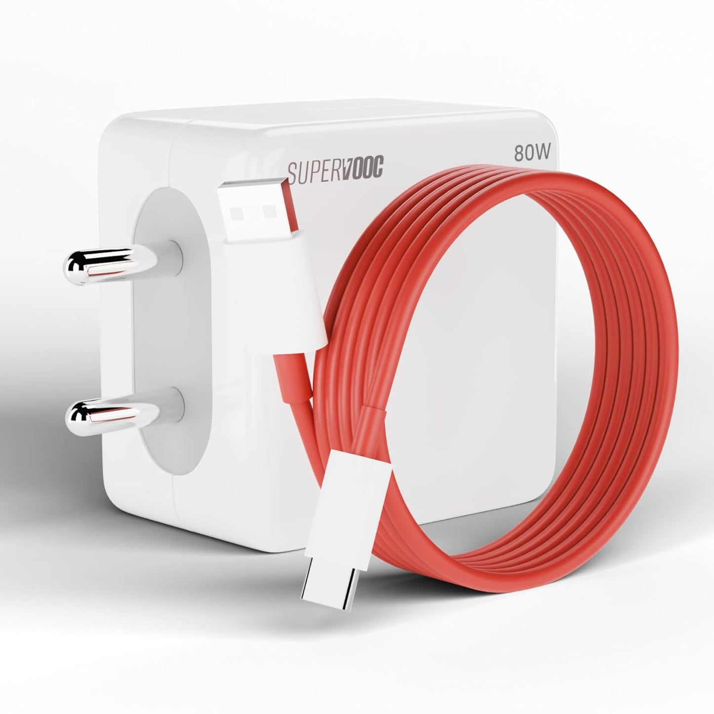 Oppo Original 80W SuperVOOC Fast Charger Adapter with USB to Type-C Cable | Compatible with Oppo Reno 10, Reno 11, Reno 11 Pro, Reno 8, F23, A79, A59, F21, A18, Reno 8T | 6-Month Warranty Included