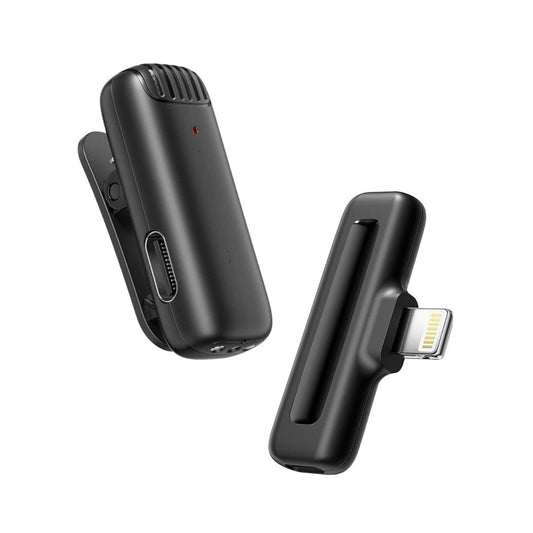 J13 Dual Wireless Lavalier Mic with Noise Reduction & Charging Case. Plug & play for Lightning devices. Perfect for YouTube, Facebook Live, vlogs, interviews, and pro video recording.