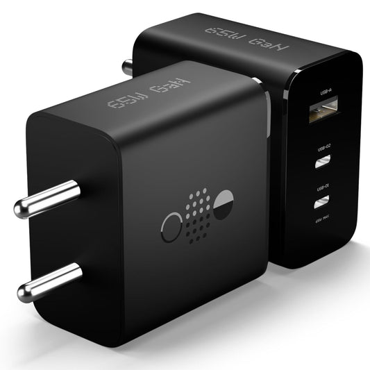 65W CMF by Nothing GaN Trio Charger | 3-Port USB-C & USB-A Fast Wall Adapter | Compatible with CMF Phone 1, Nothing Phone 2/2a/2a Plus & Samsung Galaxy S24 Ultra – Black