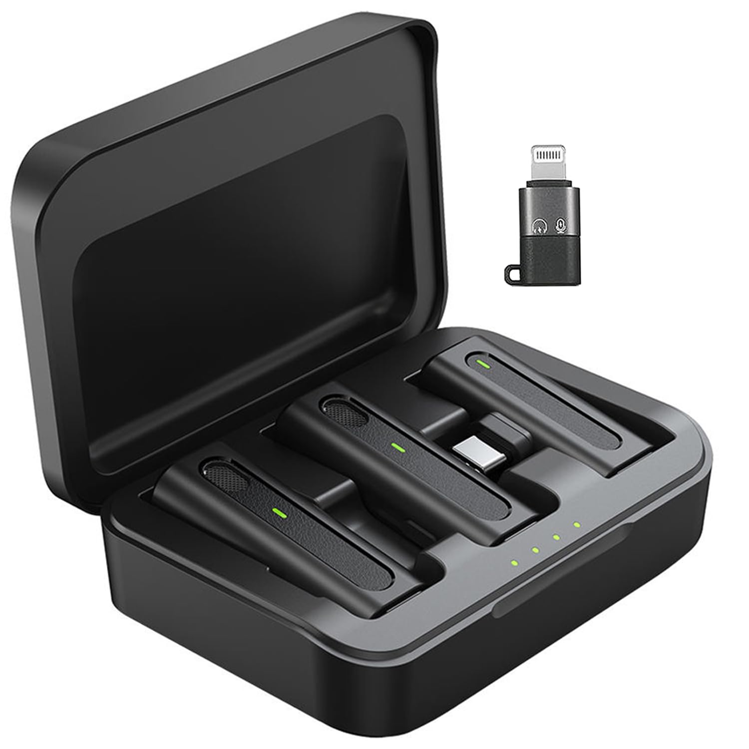 Premium Wireless Lavalier Microphone Kit with Charging Case – Dual Mic System for iPhone & Android