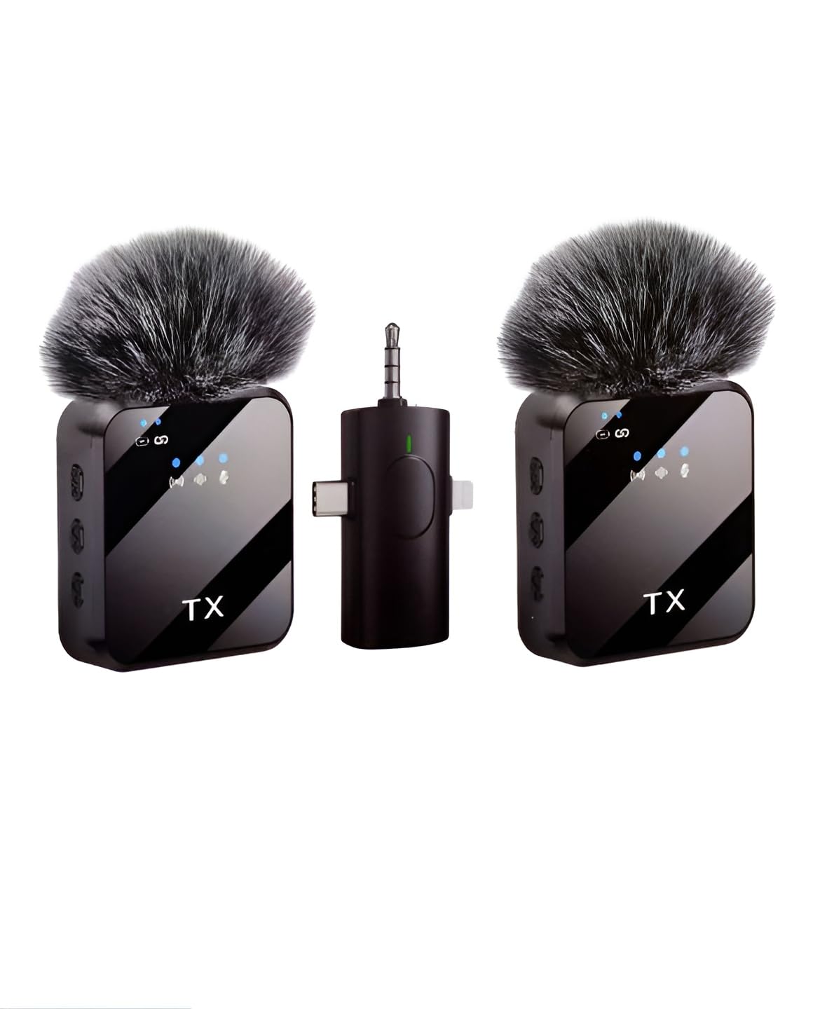 Professional Wireless Mic Kit with Furry Windshields – Ideal for Vlogging, Interviews & Streaming