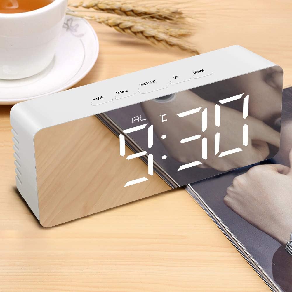 Digital LED Mirror Clock – Stylish Desk Clock with Automatic Sensor, Alarm Clock for Study, Time & Date Display for Home, Office, Bedroom, Kitchen, and Study