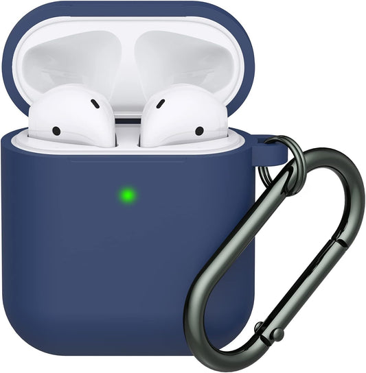 Silicone Soft Case Cover with Buckle for AirPods 1st & 2nd Generation (Midnight Blue)