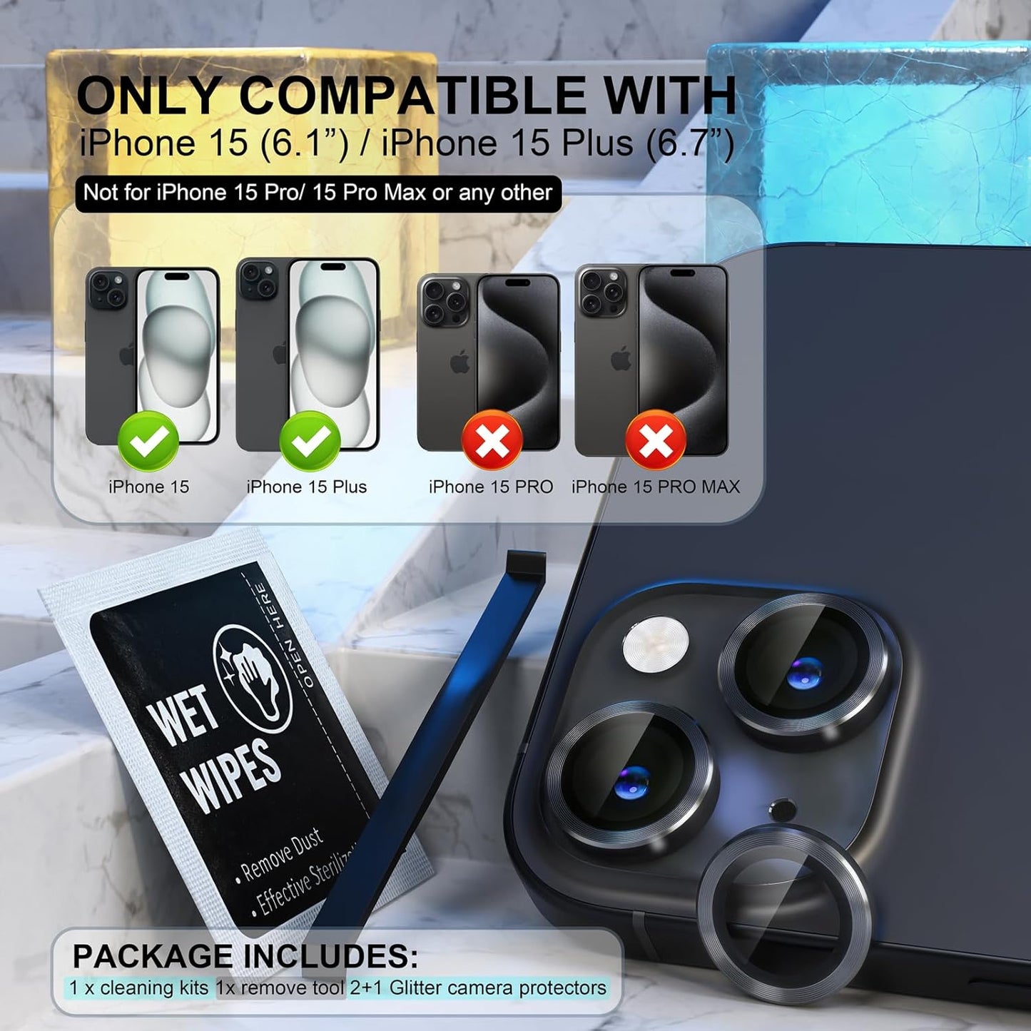 Compatible Camera Lens Protector for iPhone 15 / iPhone 15 Plus
