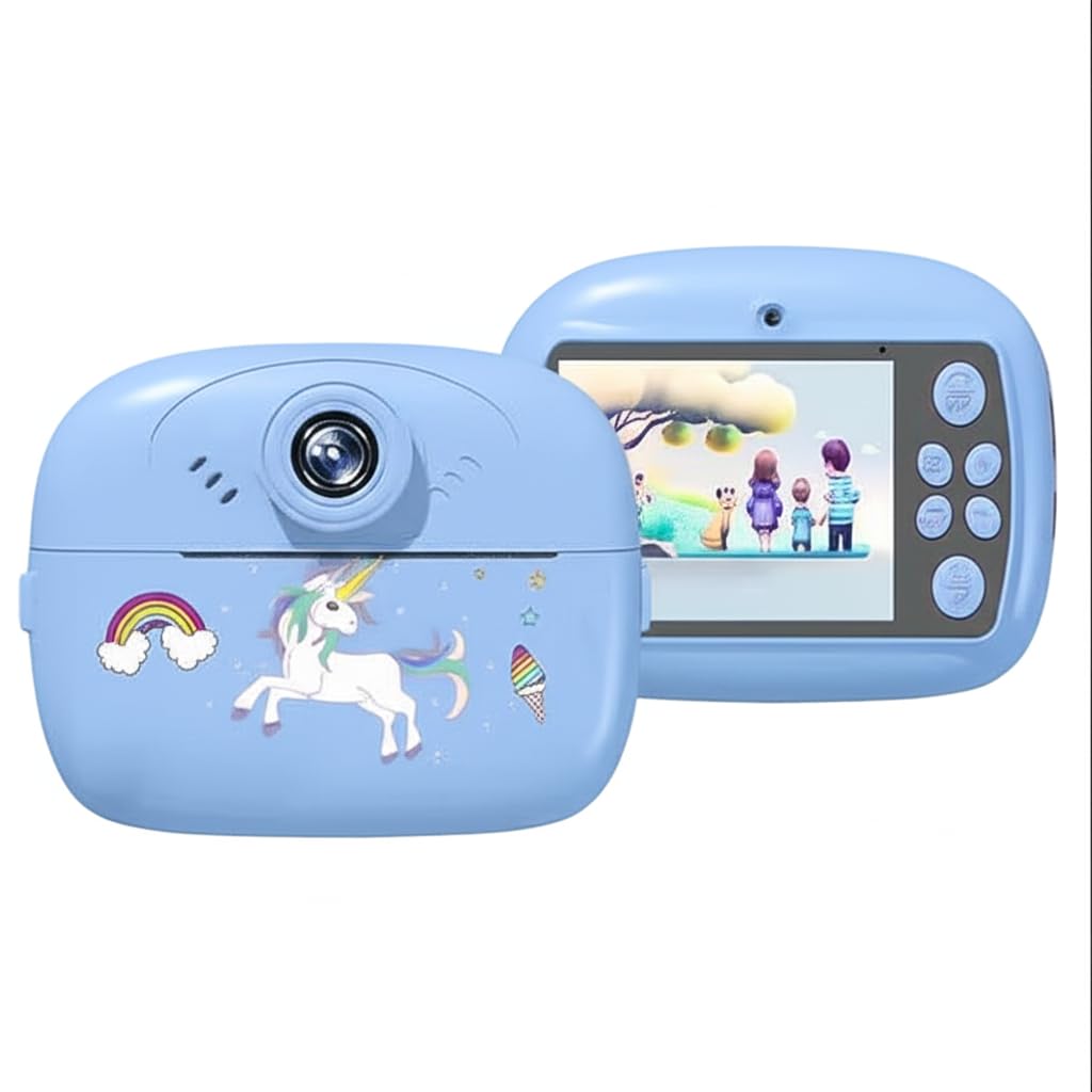 Kids Instant Print Digital Camera with Dual Lens, LCD Screen & Fun Accessories – Blue