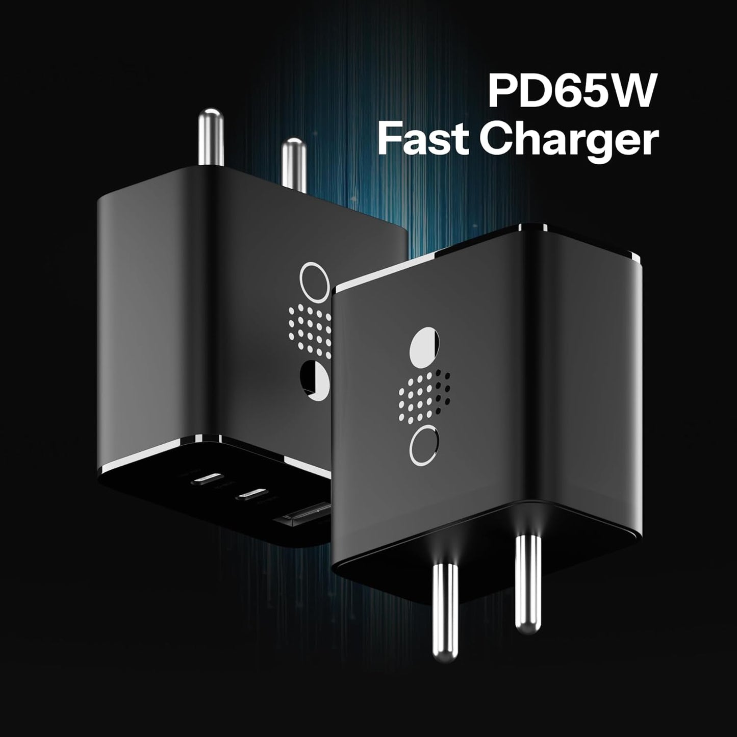 65W CMF by Nothing GaN Trio Charger | 3-Port USB-C & USB-A Fast Wall Adapter | Compatible with CMF Phone 1, Nothing Phone 2/2a/2a Plus & Samsung Galaxy S24 Ultra – Black