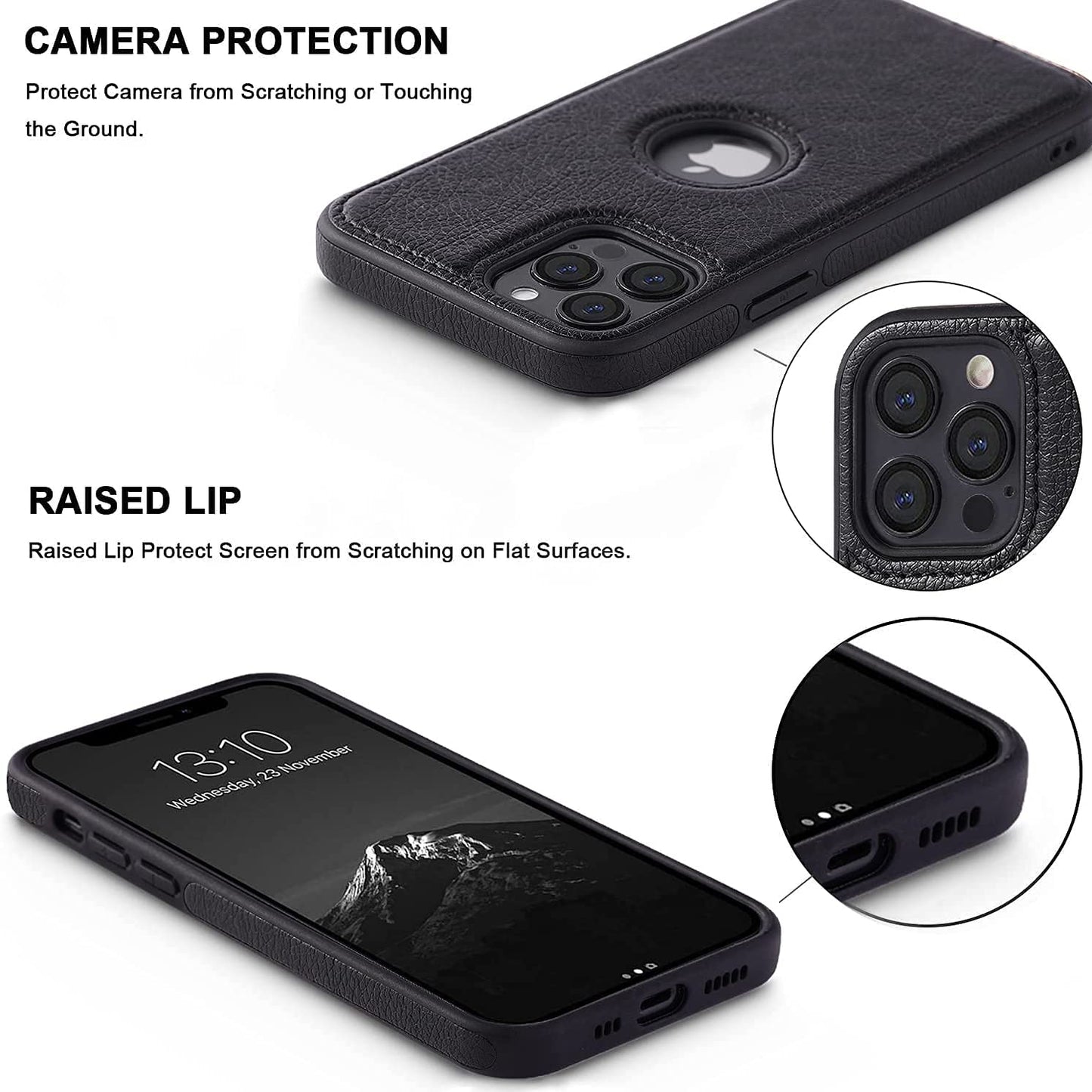 Back Cover Compatible with iPhone 11 Pro Max – Premium Leather | Flexible | Slim Fit | Black