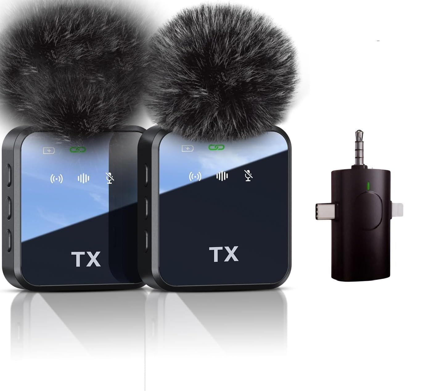 Professional Wireless Mic Kit with Furry Windshields – Ideal for Vlogging, Interviews & Streaming