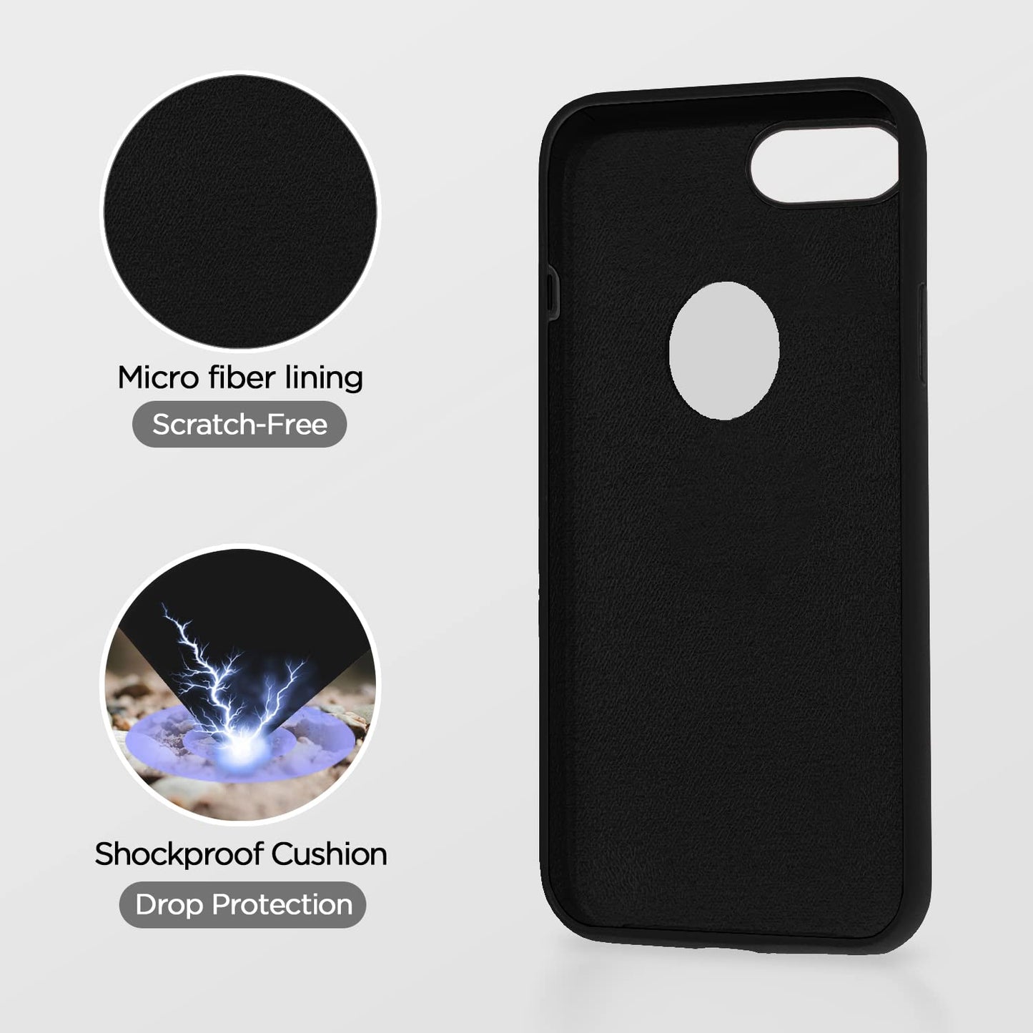Back Cover | Full Camera Protection | Super Soft Silicone | Raised Edges | Bumper Case for iPhone 7 Plus / 8 Plus (Black)