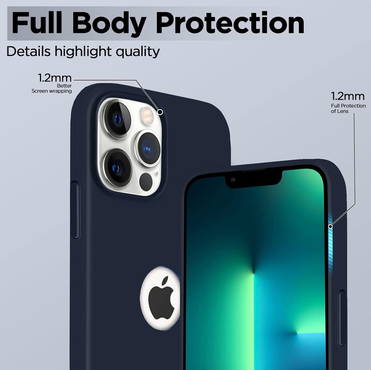 Back Cover | Full Camera Protection | Raised Edges | Super Soft Silicone | Bumper Case for iPhone 13 Pro