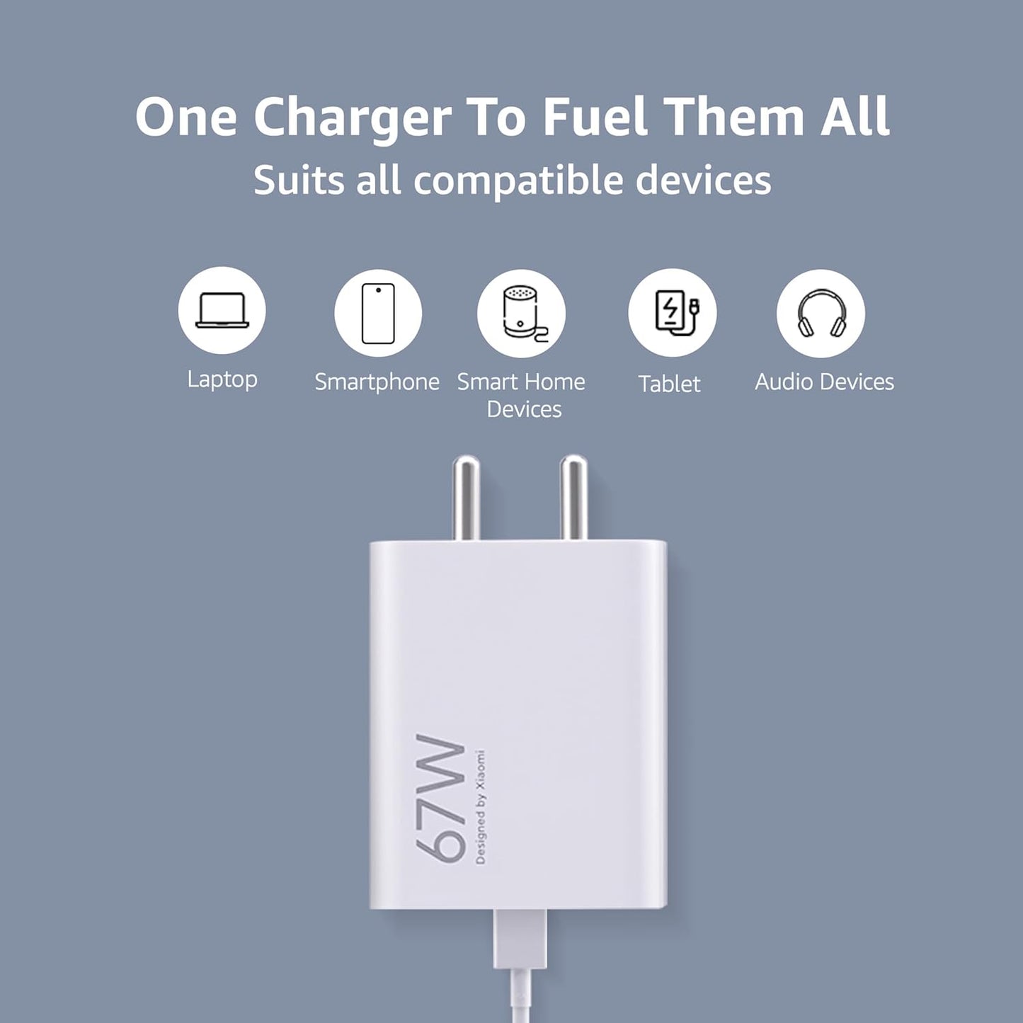 Xiaomi 67W Fast Charger Combo with USB-C 6A Cable | QC 3.0 Rapid Charging for Mobiles, Laptops & Power Banks – White