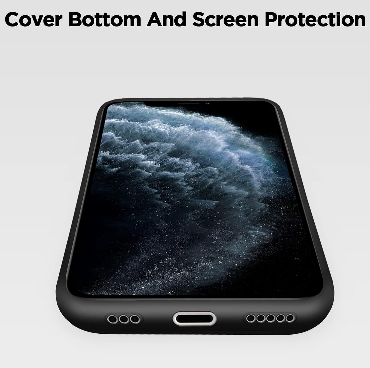 Back Cover Liquid Soft Silicone Bumper Case Logo Cut Cover for iPhone 11 Pro Max (Black)