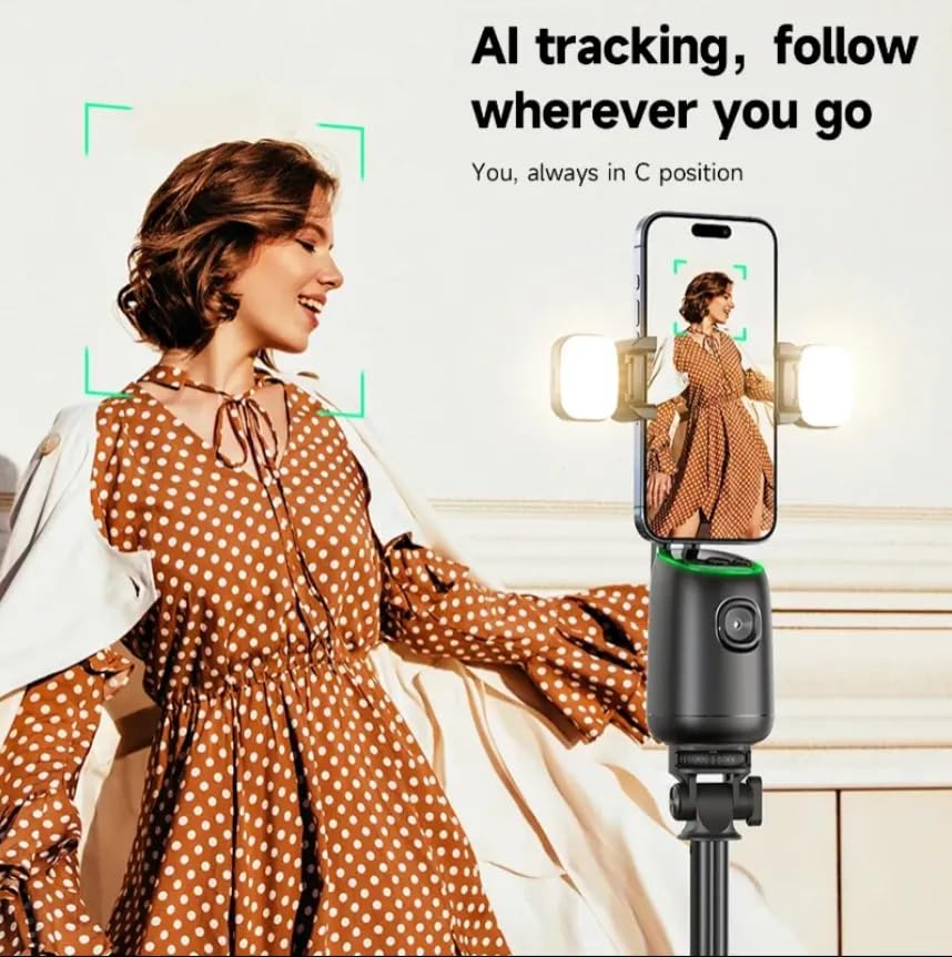 P05 Auto Face Tracking Gimbal AI-Powered 360° Smart Stabilizer with Gesture Control Selfie Gimbal with Detachable Remote for Vlogging,Phootoshing, Live & Video Recording