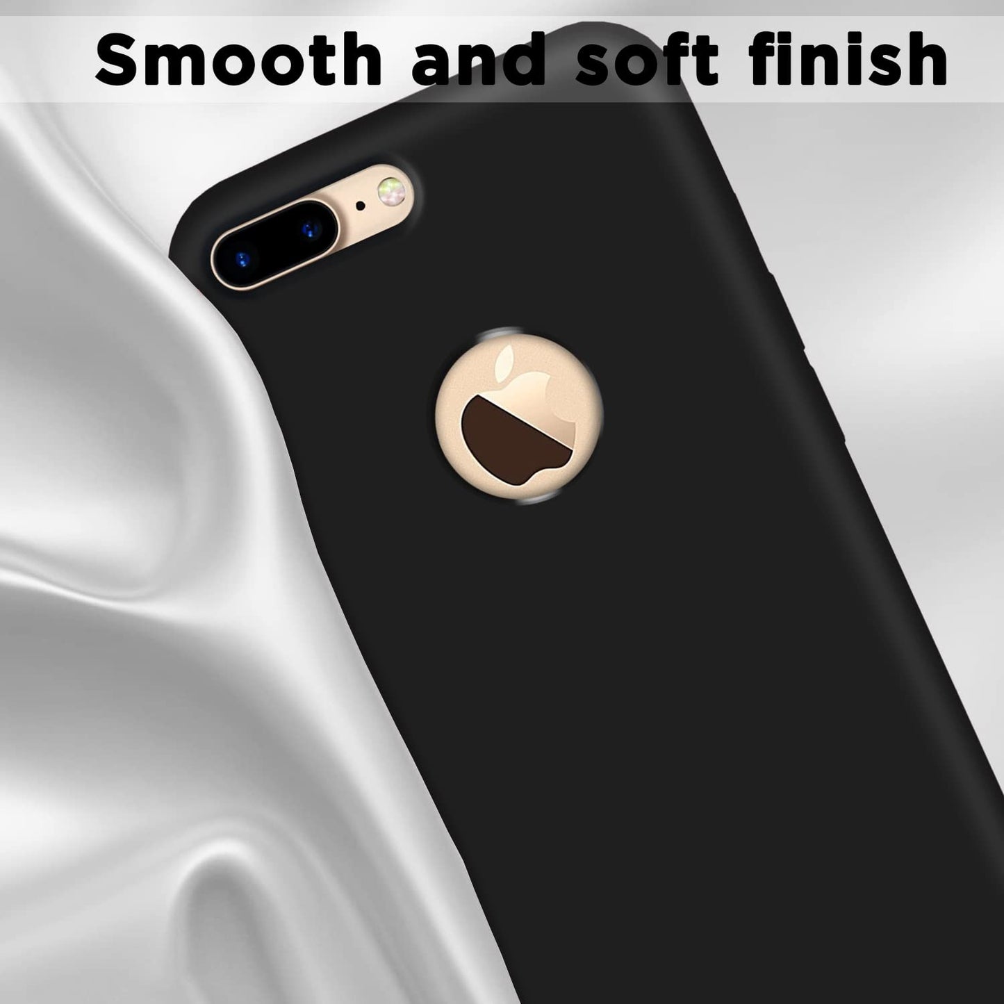 Back Cover | Full Camera Protection | Super Soft Silicone | Raised Edges | Bumper Case for iPhone 7 Plus / 8 Plus (Black)