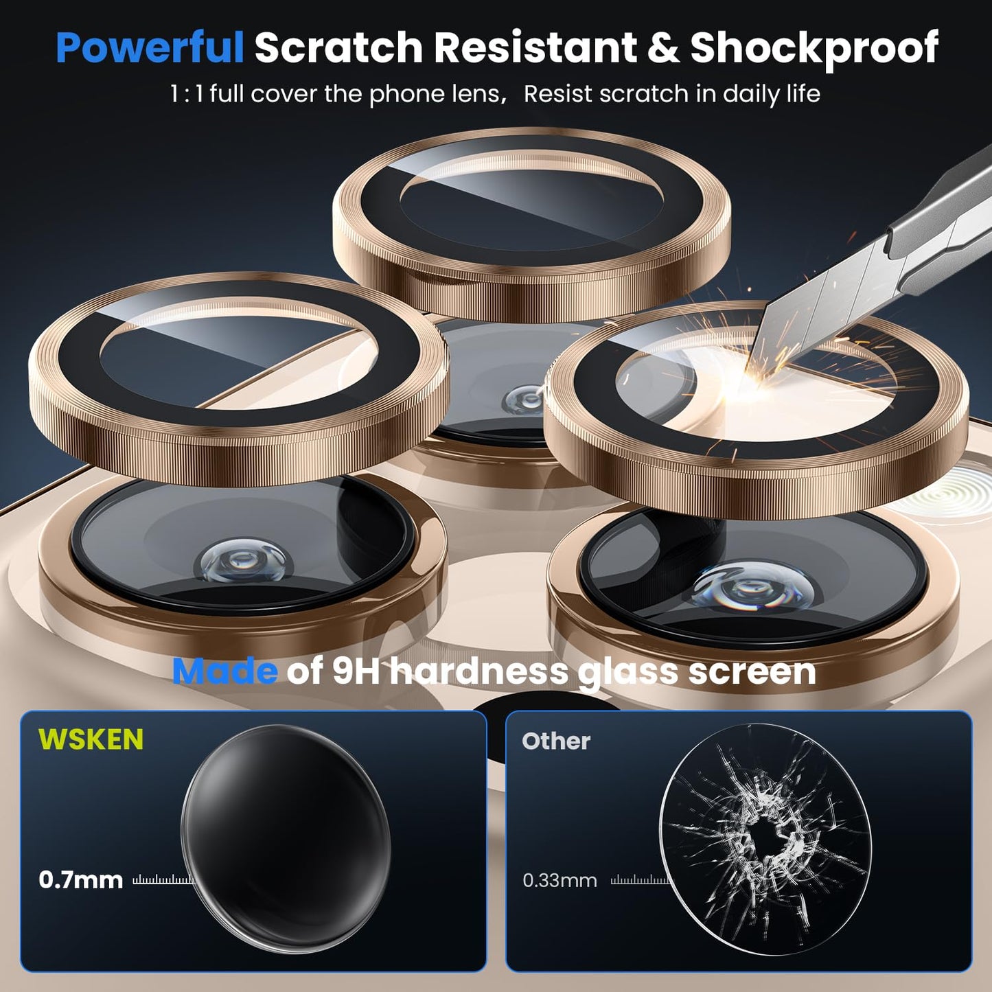 iPhone 16 Pro Max/iPhone 16 Pro Camera Protection - 9H Hardness Scratch-Resistant Bubble-Free HD Tempered Camera Metal Glass Tempered Glass Screen Protector Film Mobile Phone Case Friendly