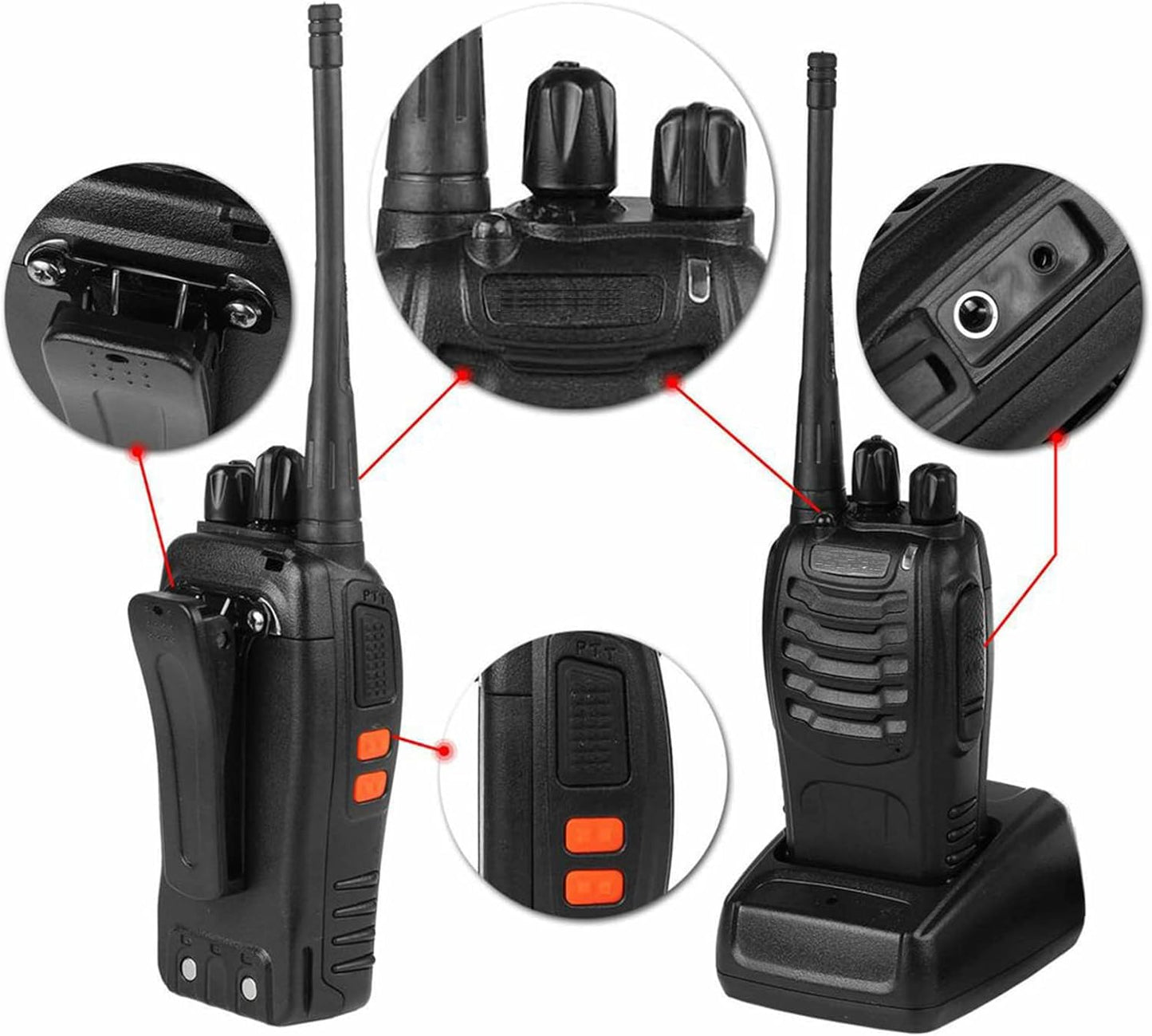 BAOFENG 4 Pack Long Range Walkie Talkies – Rechargeable Two-Way Radios with Charging Base – UHF Handheld Communication Devices