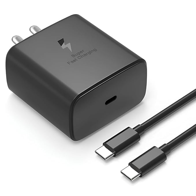Samsung 45W USB-C Super fast Charging Adapter with 100cm Type C to C Cable for Galaxy S25/S25 Plus/S25 Ultra/S24 Ultra/S24+/S23 Ultra/S23 FE/S22/S21 FE/F55/M55/M35/A35/M05/Z Fold/Flip 5/4/Tab, Black