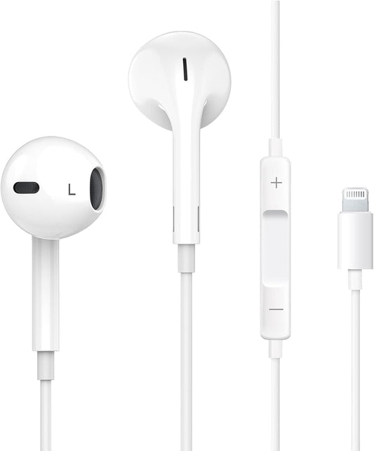 Apple Original Lightning Wired Earphones Earbuds with Microphone & Remote | MFi Certified | Noise Cancelling In-Ear Headphones for iPhone 14/14 Plus/14 Pro Max/13/13 Mini/12/11/X/XR/XS/SE/8 (Direct Working)