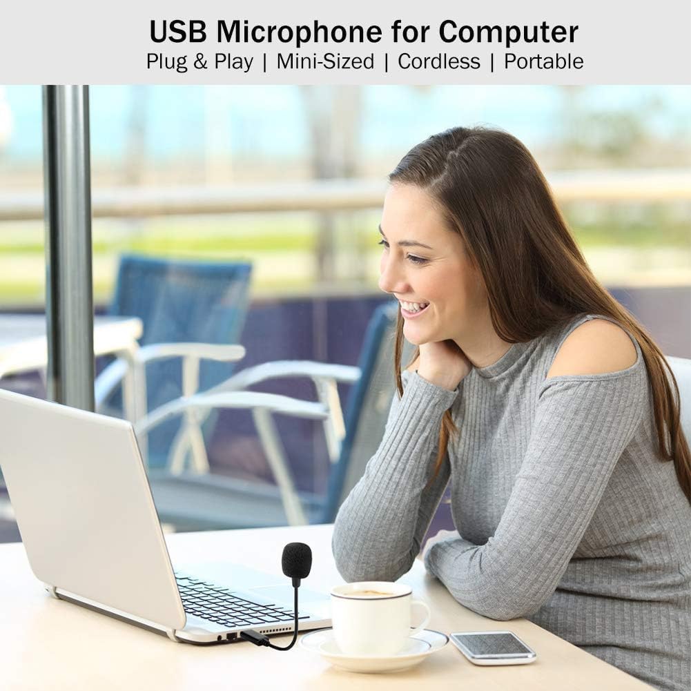 BassDrops Mini USB Microphone with Gooseneck | Universal USB Sound Card | Plug & Play Condenser Mic for Laptop & Desktop | Compatible with PC & Mac | Perfect for Remote Work & Online Classes!