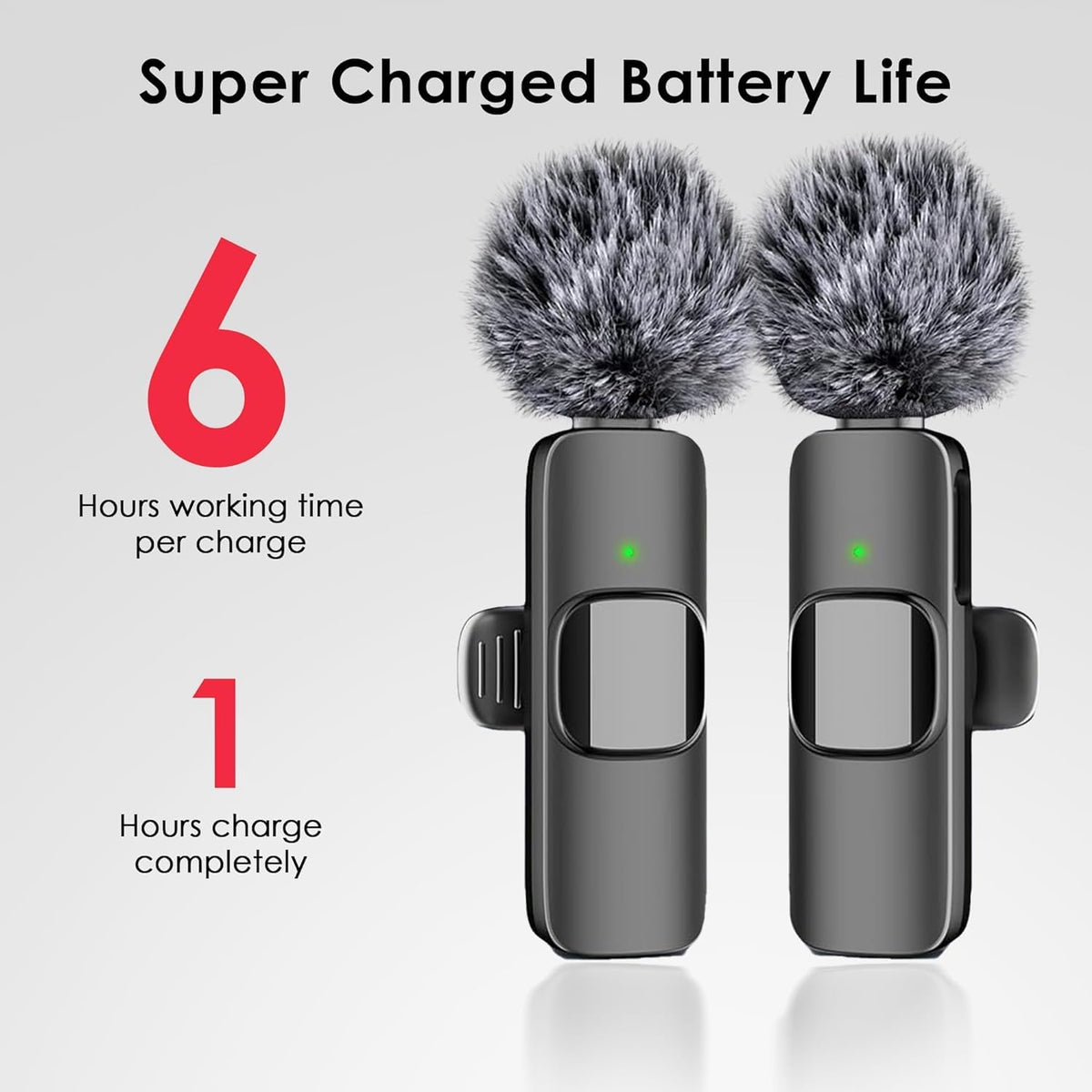 Dual Wireless Microphone Kit with Charging Case & Plug-in Receiver (2 Mic Set)