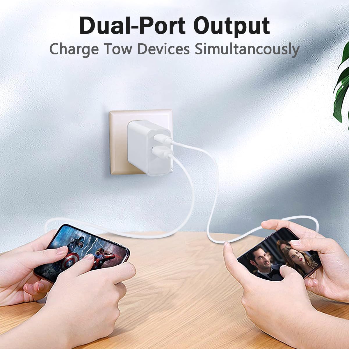 20 W USB & Type C Fast Charger with QC & PD Technology, Fast Charging Compatible with iPhone, iPad, Samsung Galaxy, More (White)