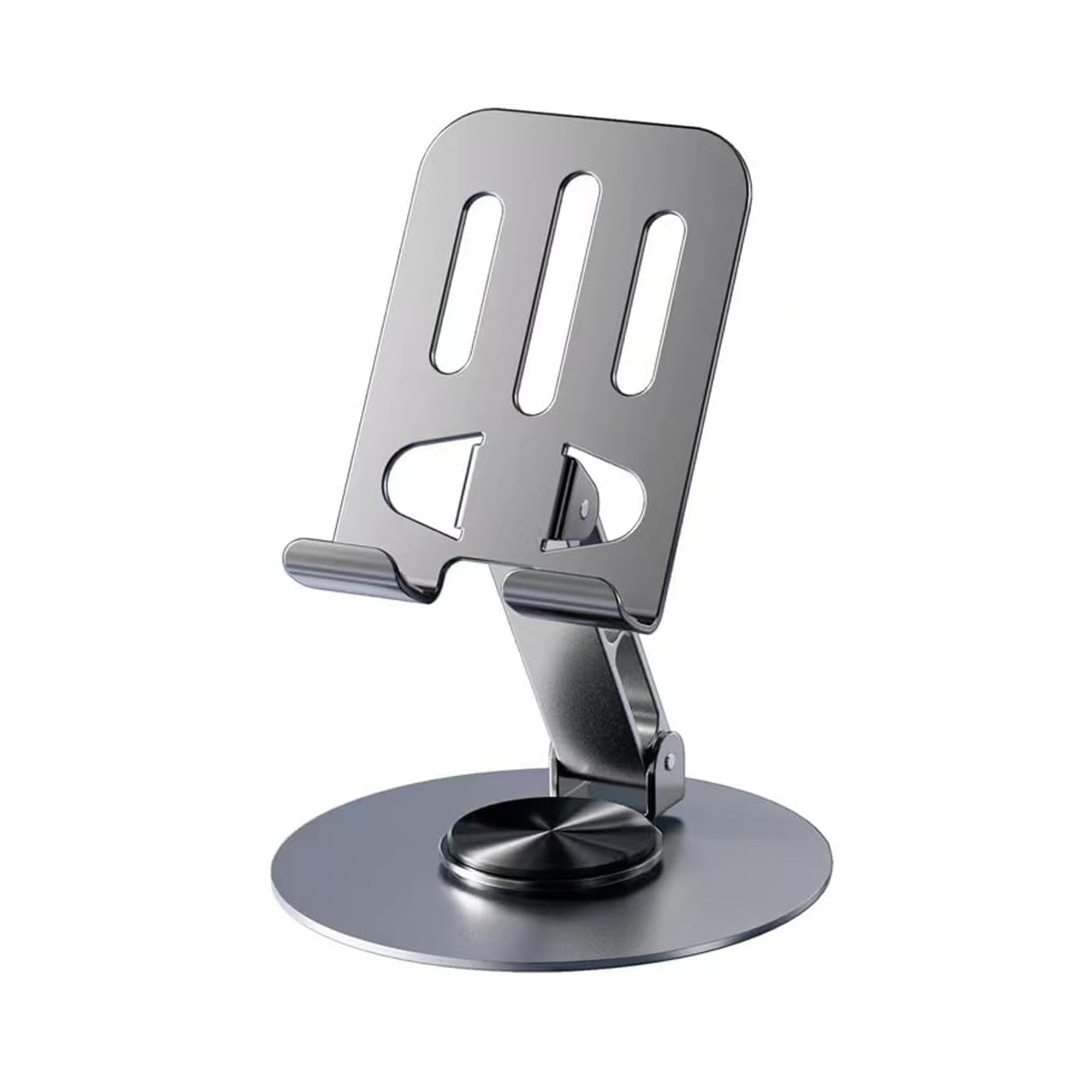 Desk Phone Holder Stand, 360 Degree Rotating Phone Holder with Anti-Slip Base, Fits All Mobile Phones, iPad (Gray)