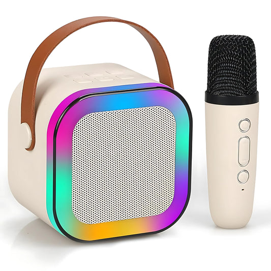 Portable Bluetooth Karaoke Machine for Kids & Adults | Mini Karaoke Speaker with Wireless Microphone & Dynamic Lights | Ideal Birthday Gift for Home KTV, Outdoor, Travel | Multicolor Fun!