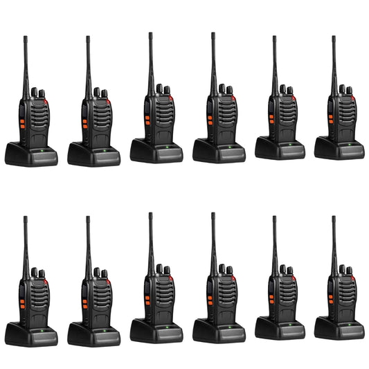 BAOFENG 12-Pack Long Range Walkie Talkies – Rechargeable UHF Two-Way Radios with Charging Bases | Professional Handheld Communication for Business, Security & Outdoor Use