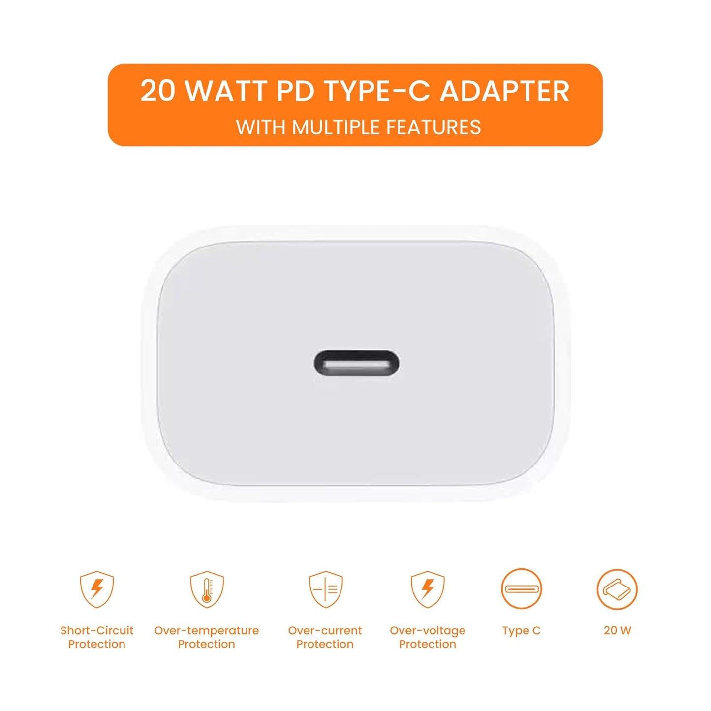 iPhone Original 20W Charger Type C Fast Charging Adapter for iPhone 12 / 13 / 14 / 14  Pro / 14 Pro Max / 15 / 15 Plus / 15 Pro / 15 Pro Max