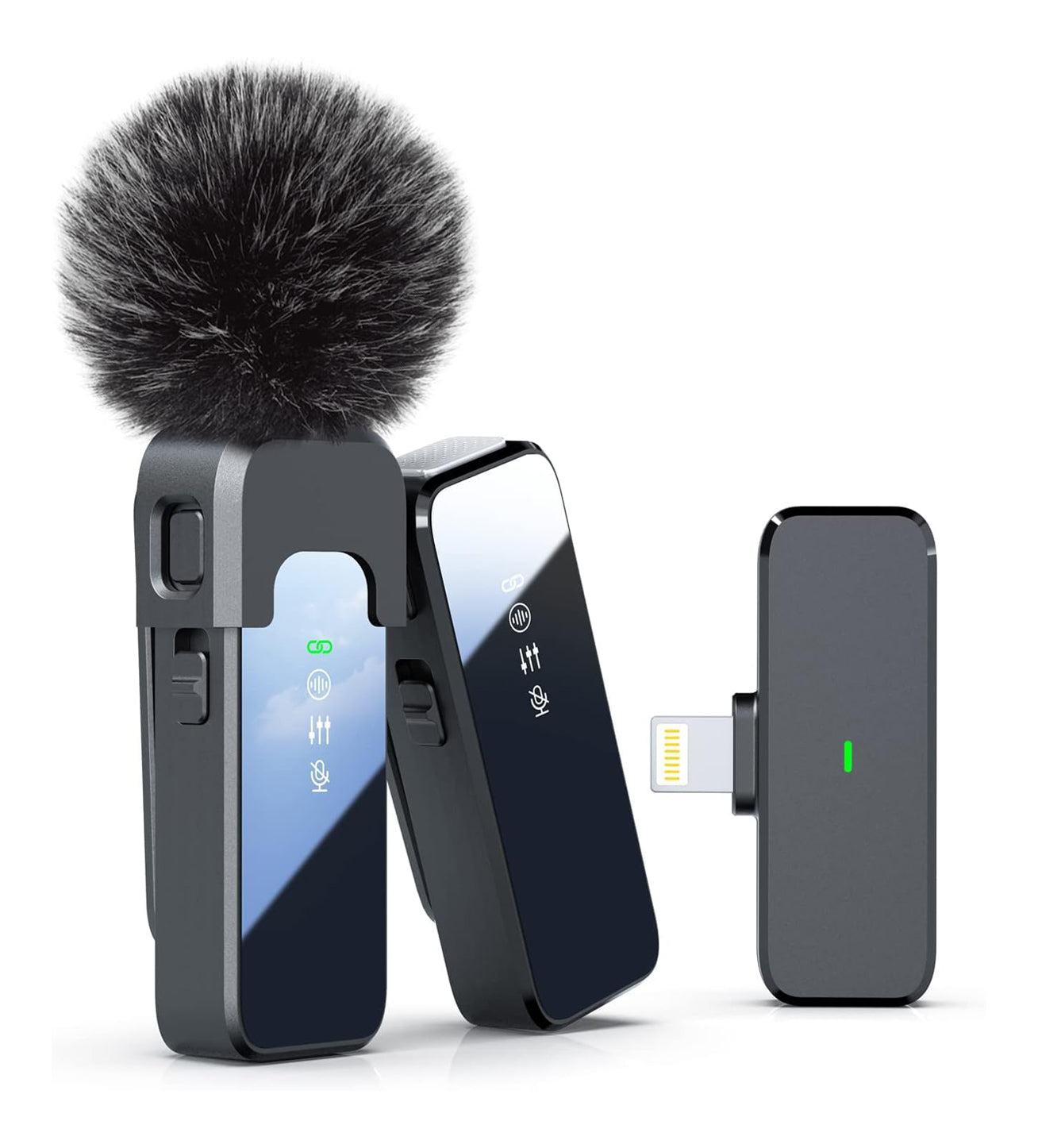 Dual Wireless Lavalier Microphones for iPhone 14 / 13 / 12 / 11 /  Pro / Max  7 / 8 / X / XR / XS  (Lightning Devices)