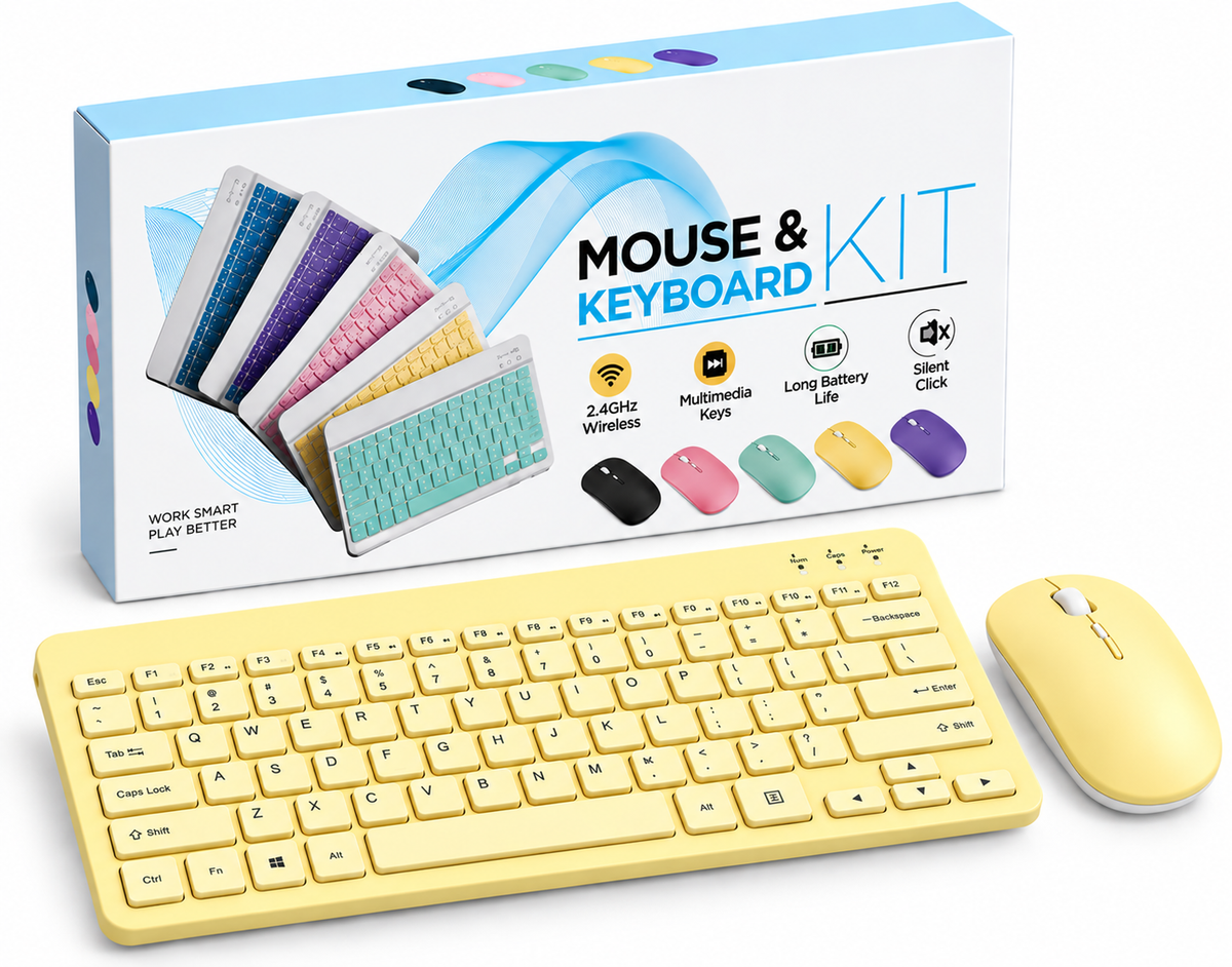 Wireless Bluetooth Keyboard & Mouse Combo Kit | Rechargeable, Backlit & Multi-Color